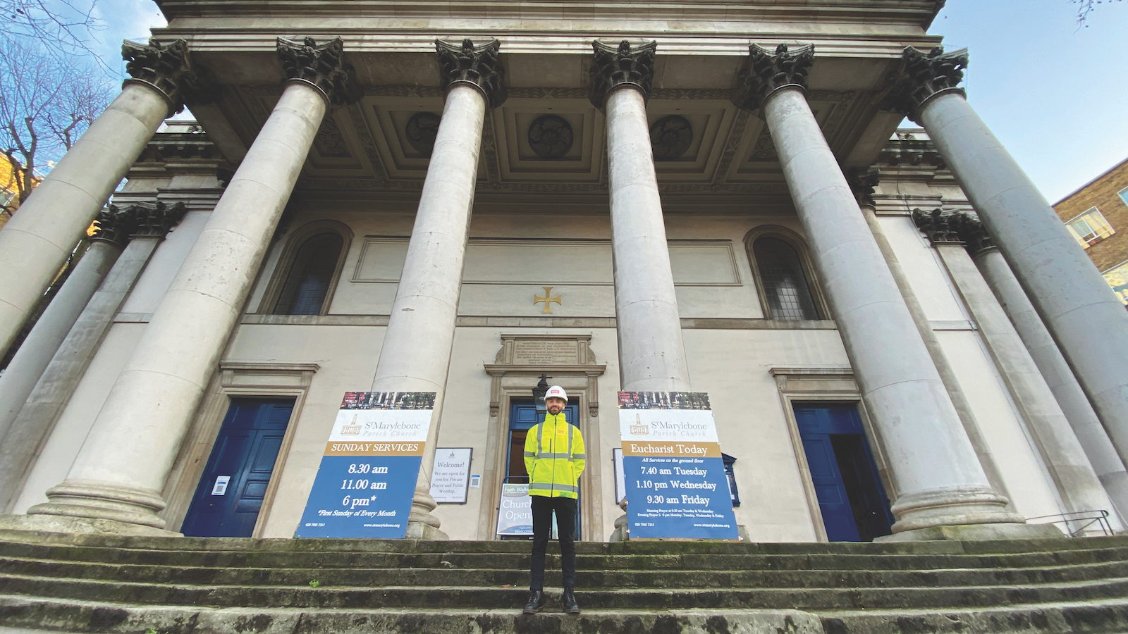 Pictured outside St Marylebone Parish Church, Samuel Wilson represents the new generation of skilled tradespeople. A former apprentice, currently SRM package manager, he is studying with the Building Crafts College to combine heritage skills with his knowledge of MMCs and 3D modelling
