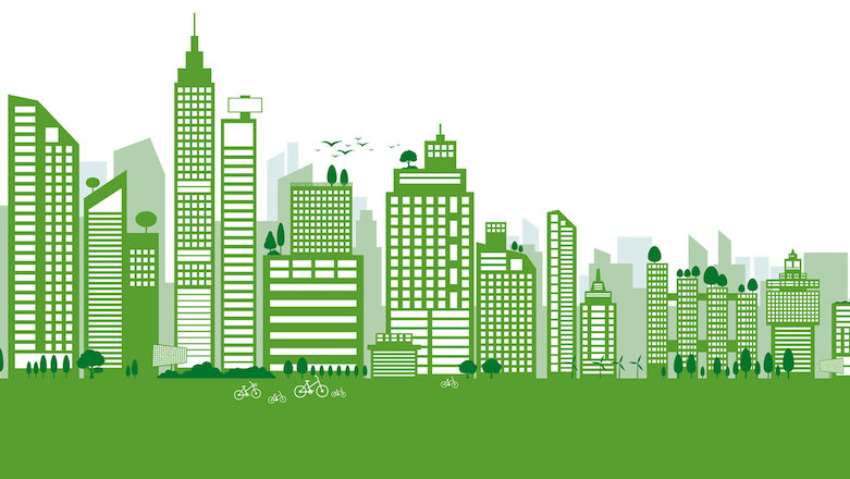 Illustration of green building cityscape. Image: Dreamstime