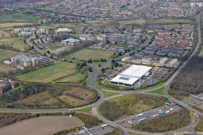 Aerial view of Birmingham Business Park during the 2000s (Arlington Securities)