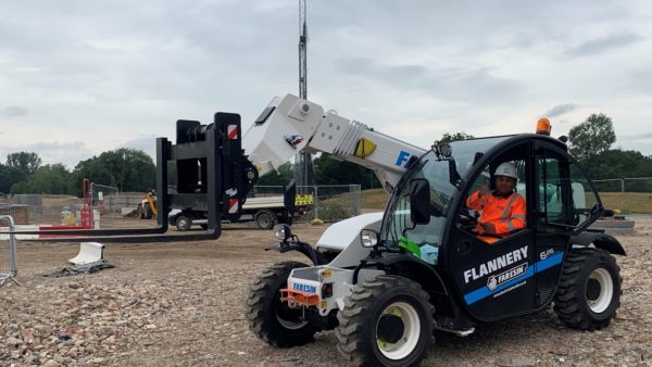 The Eco Telehandler, manufactured by Faresin and supplied by Flannery Plant Hire