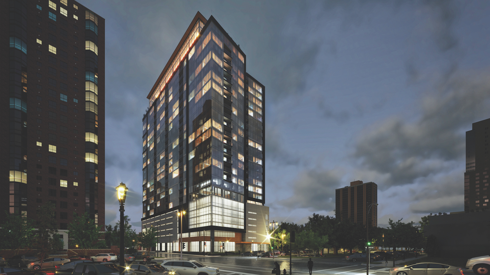 Currently under construction, the Ascent tower in Milwaukee, USA, will soon be the tallest timber structure on earth. Image: Korb & Associates Architects