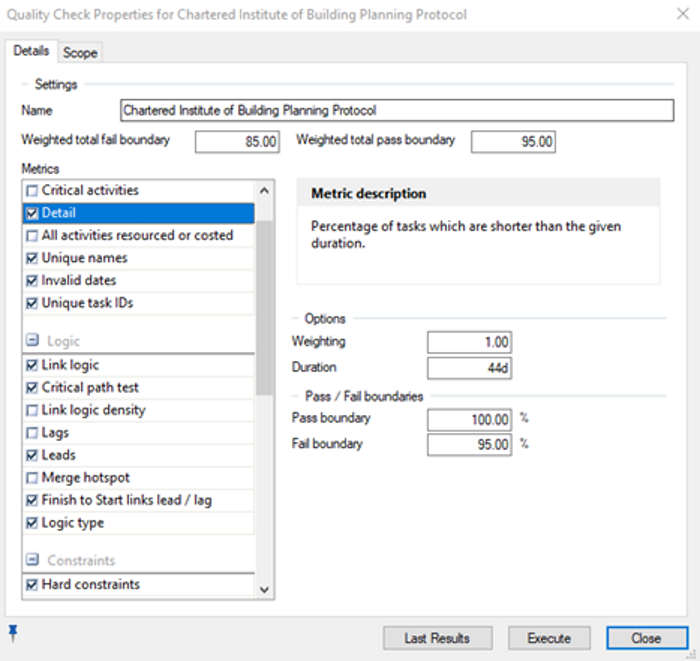 Using the quality check tool in Powerproject software