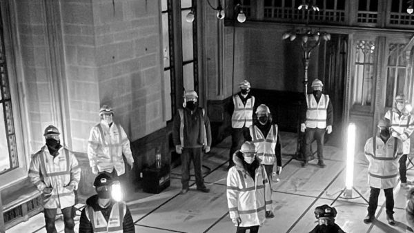 On construction sites around the country, social distancing and covid-19 protocols are now the norm. Here, NG Bailey staff are pictured at the Manchester Town Hall project.