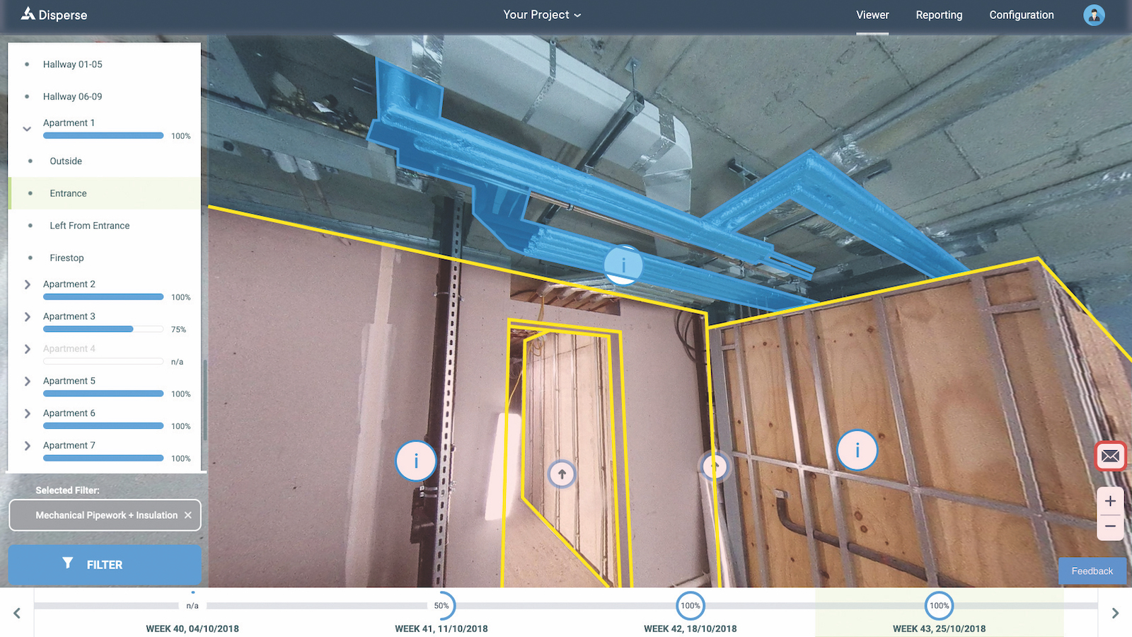 The Disperse Viewer interface, which functions as an analysable digital replica of the project site