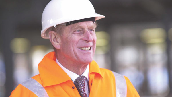 The Duke of Edinburgh during a tour of the new headquarters of West McLaren Mercedes Formula One team in Woking called 'Paragon', which is due to be completed in August 2002.