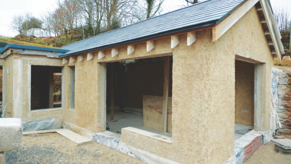 A house extension using hemp blocks with a timber stud frame in Dartmoor, Devon