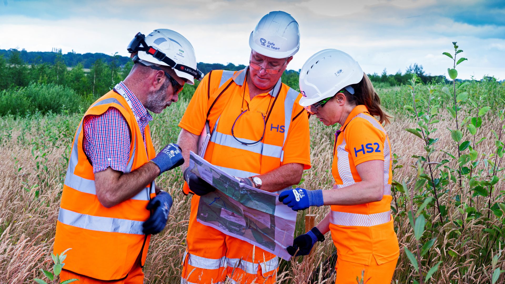 HS2 ecologists on site in Warwickshire.