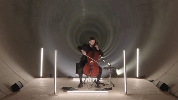 Composer Rob Lewis performs 70m underground to mark the end of tunnelling on Thames Tideway.