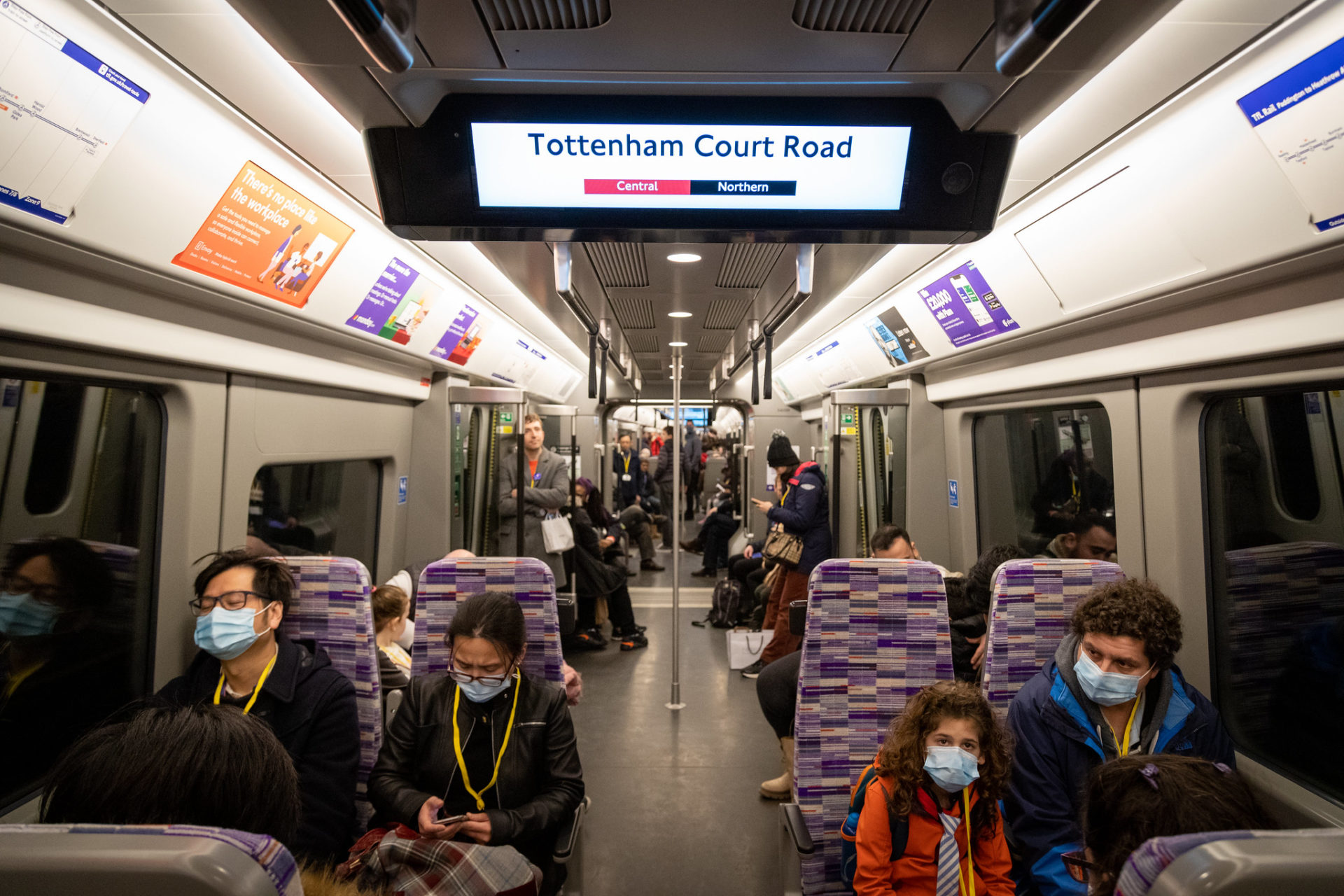 Passengers pictured earlier this year during the trial running of the Class 345 trains that will operate on the Elizabeth Line