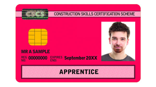 A sample red CSCS apprentice card