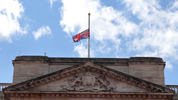 The Union Jack flying at half mast above Buckingham Palace (Image: Dreamstime)
