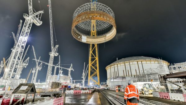 Big Carl lifts the third liner ring into position (Image courtesy of EDF)