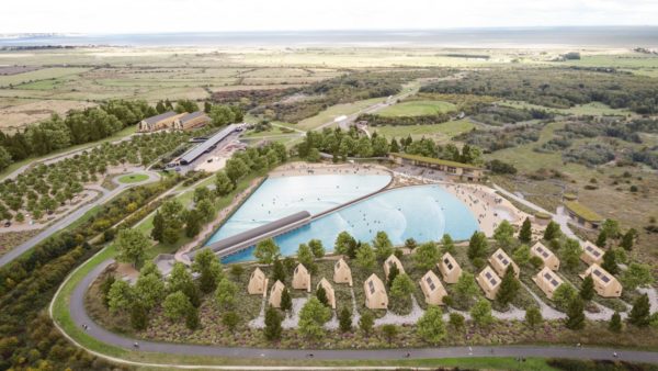 Artist's impression of how the Seahive surf resort would look. It sits within a dedicated cycling track that has already been constructed at Betteshanger Park (Image courtesy of TheSeahive)