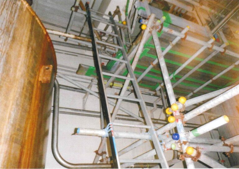 The Sellafield workers had to climb through pipework and up a scaffolding ladder to reach a leaking pipe (image: ONR)