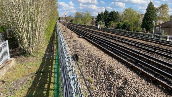A rail track on a clear sunny day.