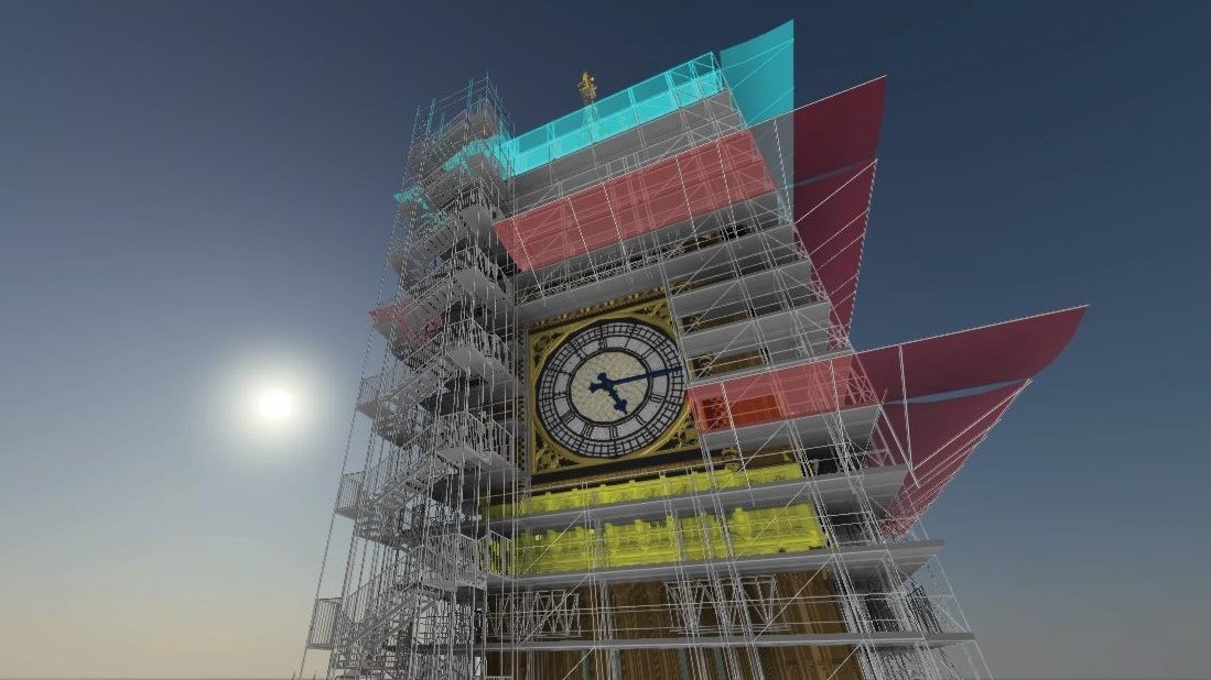 digital construction awards project Digital model of the Elizabeth Tower temporary works.