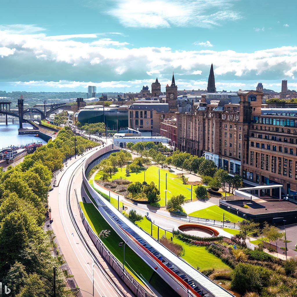 Newcastle City Centre with more green spaces