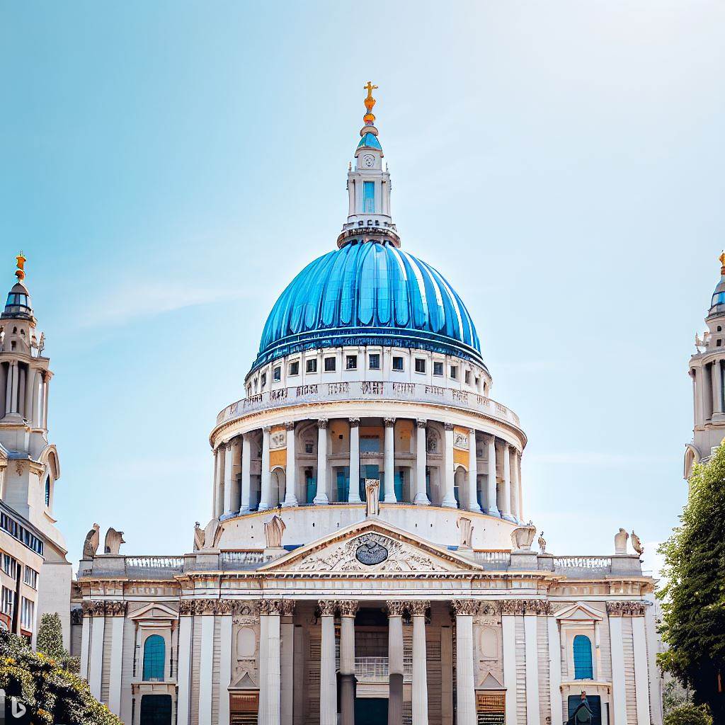 St Paul's Cathedral with a Santorini-style blue and white exterior