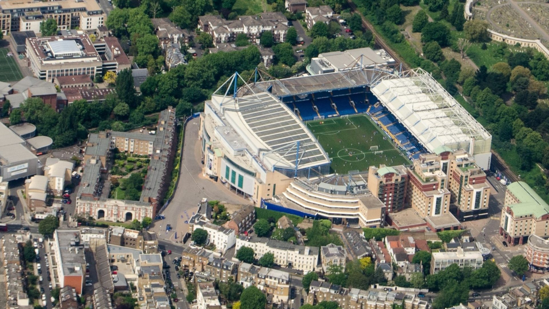 The Stoll Mansions site is pictured immediately to the left of Stamford Bridge stadium (image: Dreamstime).
