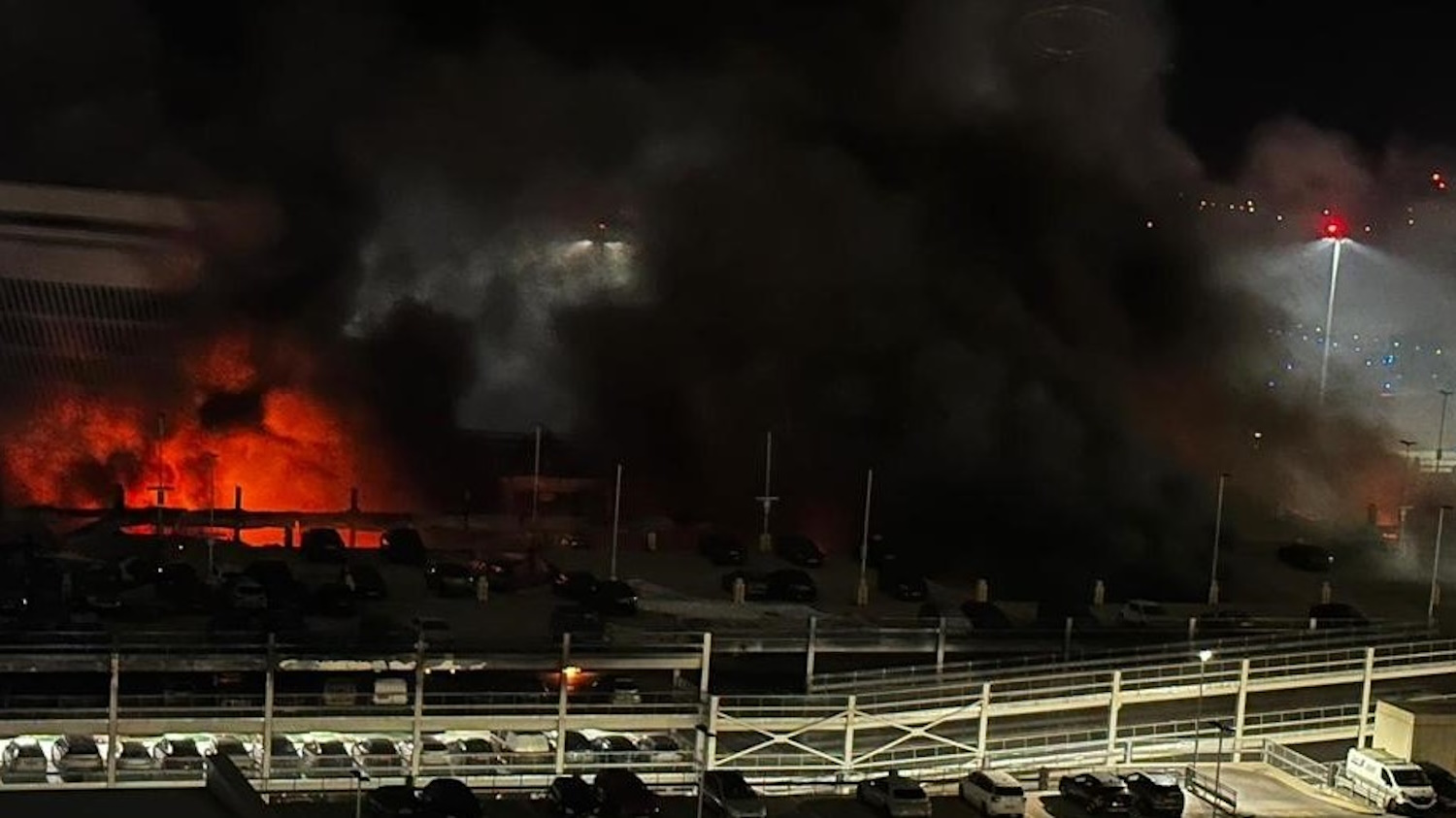 The Luton Airport car park fire (image: Bedfordshire Fire and Rescue Service)