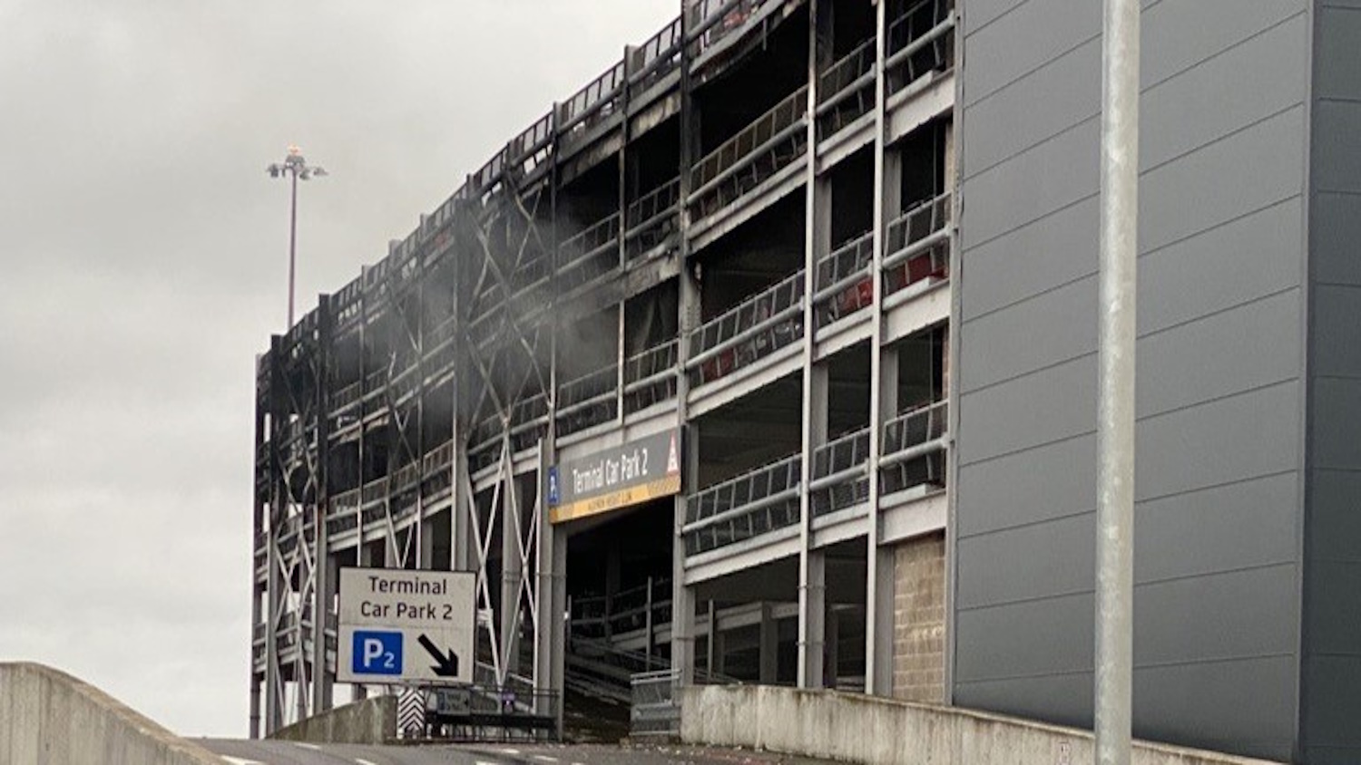 Aftermath of the Luton Airport car park fire (image: Bedfordshire Fire and Rescue Service)