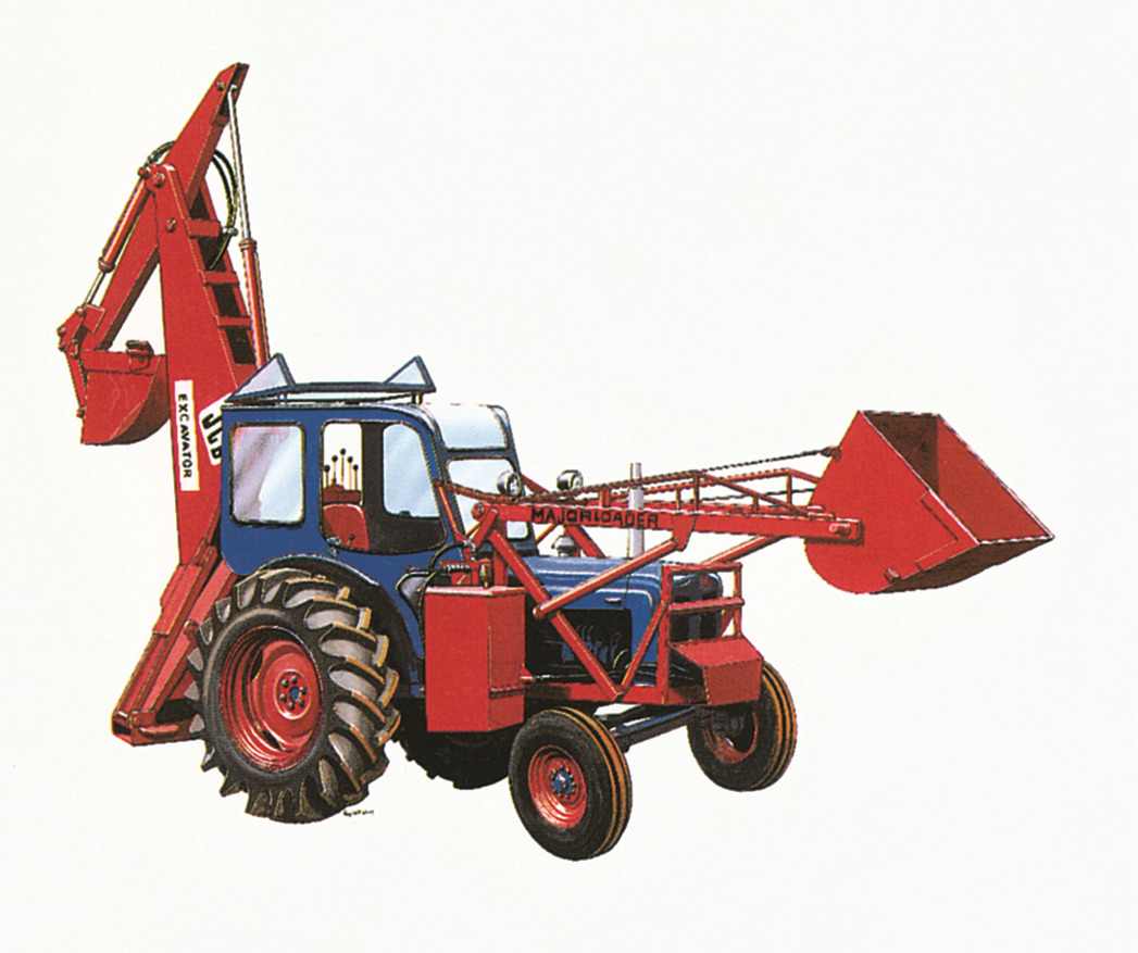 Drawing of a red excavator.