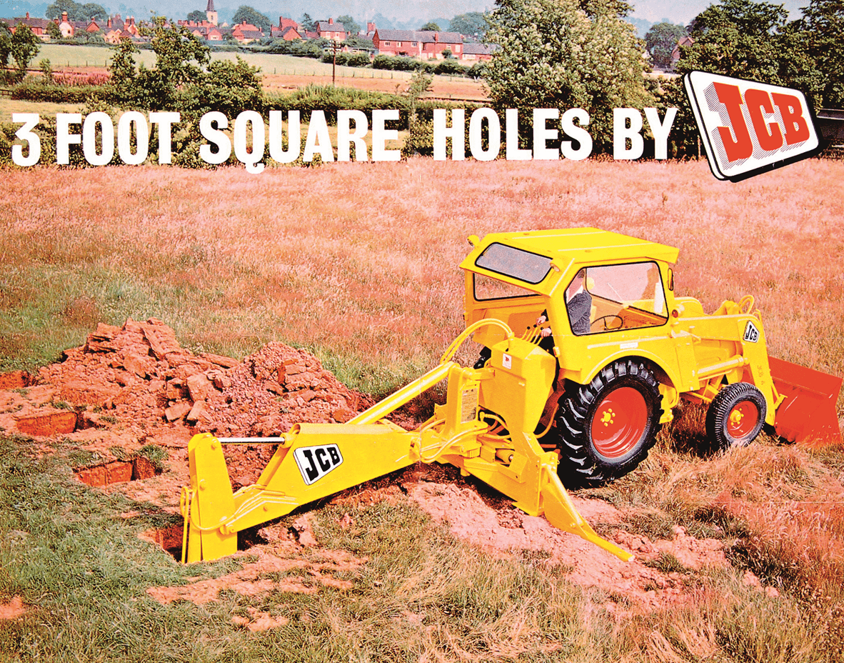 JCB backhoe loader - A 1960s colour advert of an excavator.