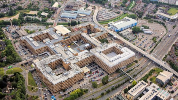 Aerial view of a big hospital compound.