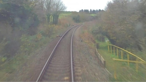 Track worker train - CCTV footage of a rail track.