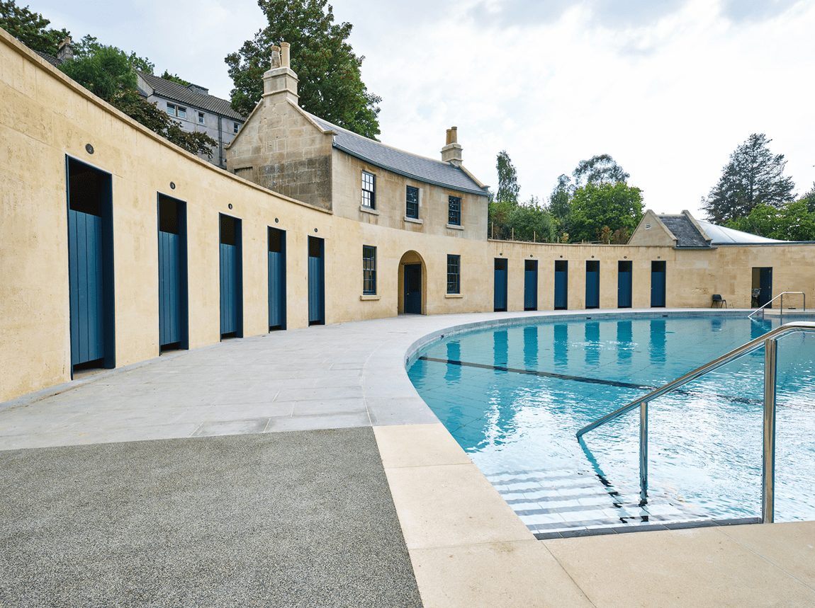 View of the newley restored Cleveland Pools in Bath