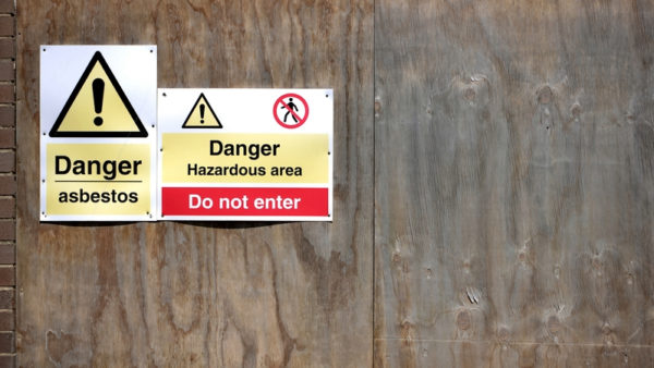 Asbestos warning sign