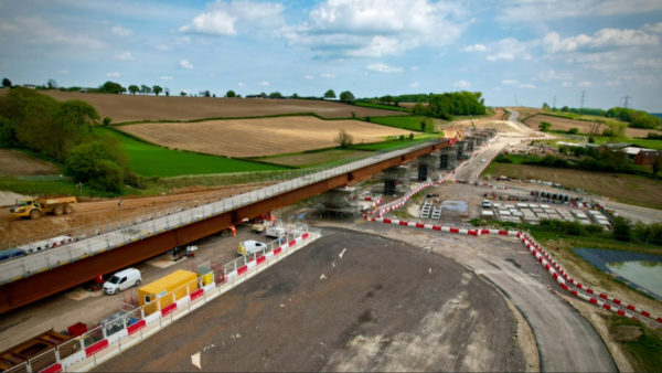 Deck of HS2's Wendover Dean Viaduct slid into position.