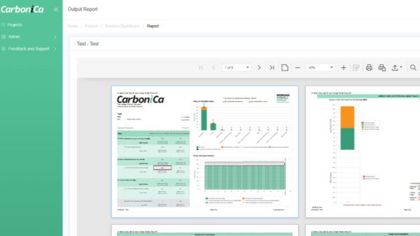 Dashboard view of CarboniCa, Morgan Sindall's carbon calculator tool