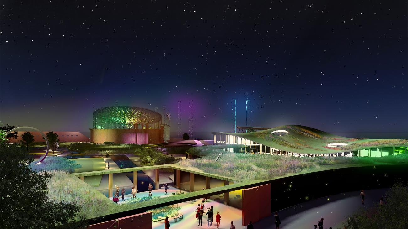 Illustration of how the Dundee Eden Project will look at night