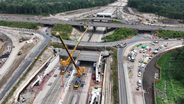 Aerial view of Balfour Beatty's works that took place during the third M25 closure.