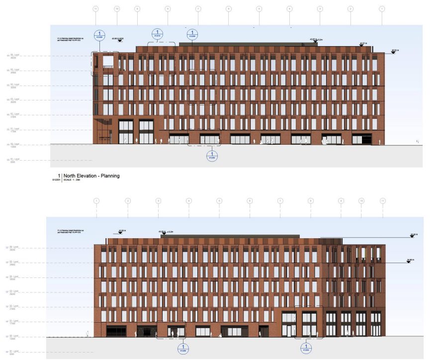 Plan of the proposed proposed north and 
south elevations of the building