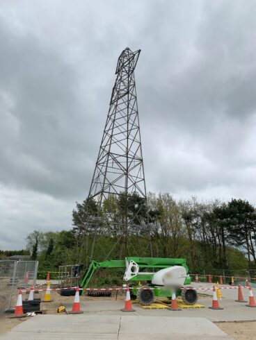 worker paralysed - The electricity pylon where Gavin Pugh fell from.