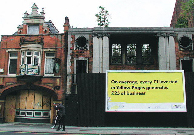 The frontage of the derelict National Picture Theatre on Beverley Road 