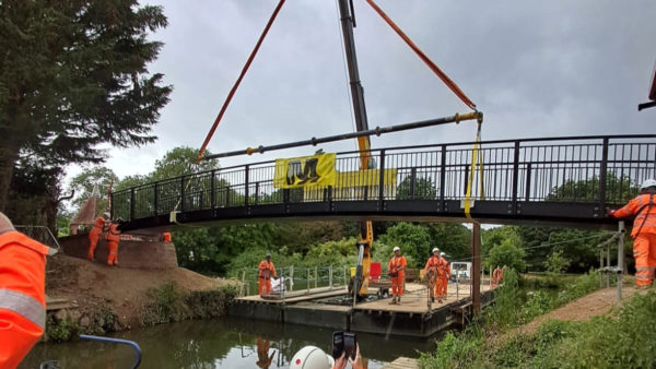 The bridge being installed.