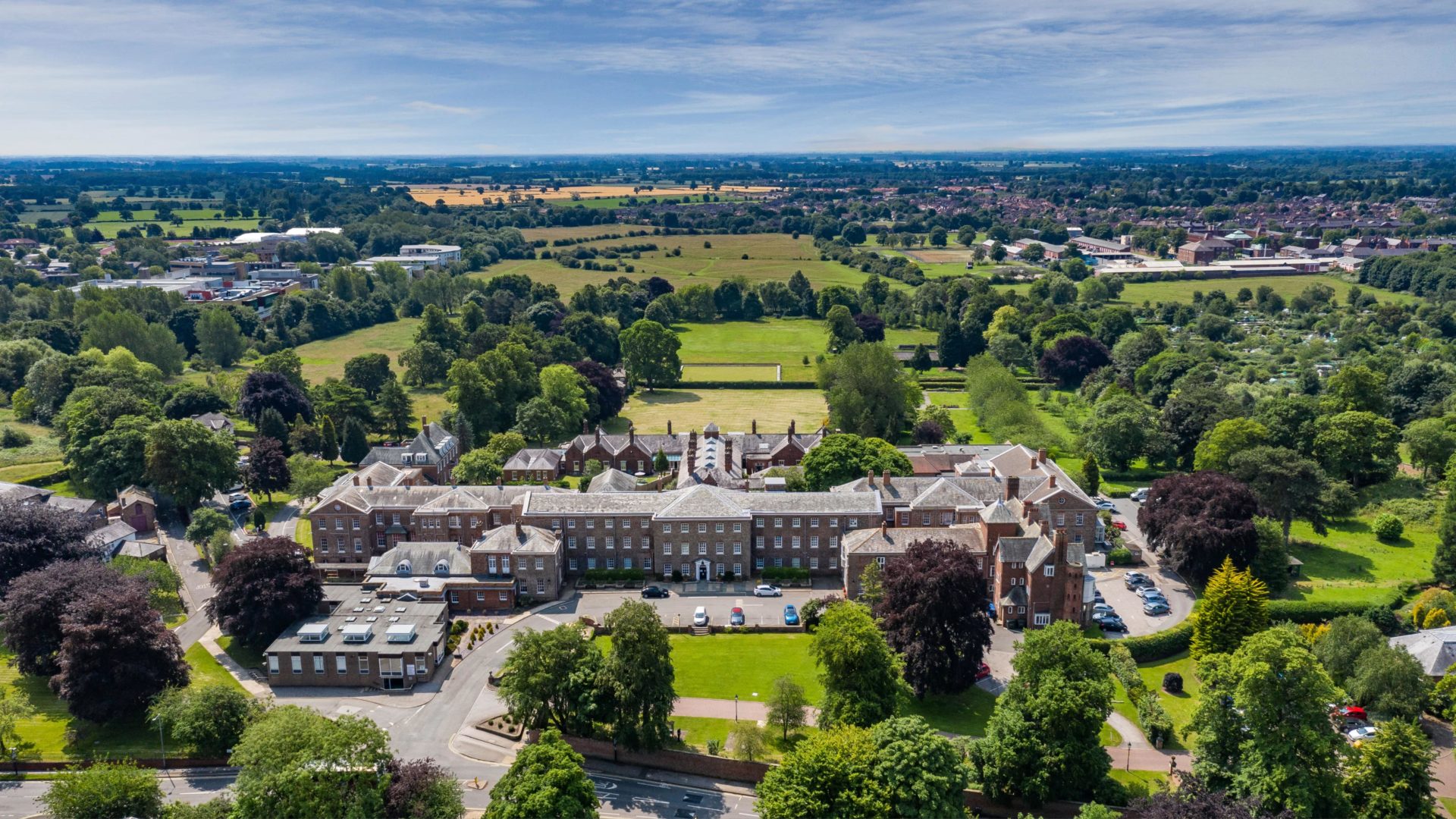 Aerial view of The Retreat, including buildings and grounds. Developer PJ Livesey received approval from City of York Councillors to convert the 18th century mental health hospital into residential flats.