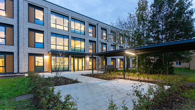 MoD Laing Kier Bowmer - Outside of the new Imjin Barracks Single Living Accommodation built by Reds10 using modern methods of construction