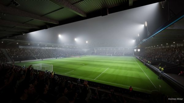 A computer generated image of the pitch of the new Dundee Football Club stadium proposal