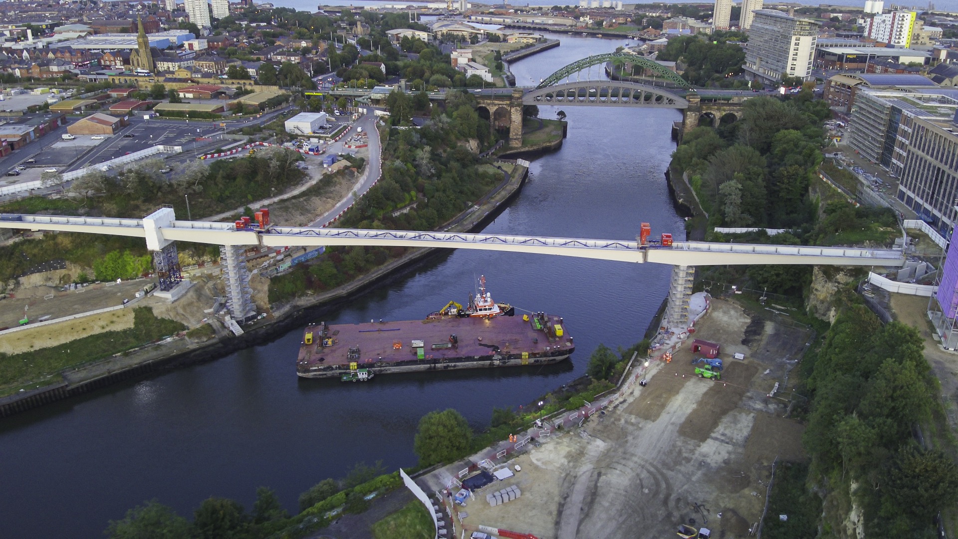 The New Wear Footbridge lifted into place