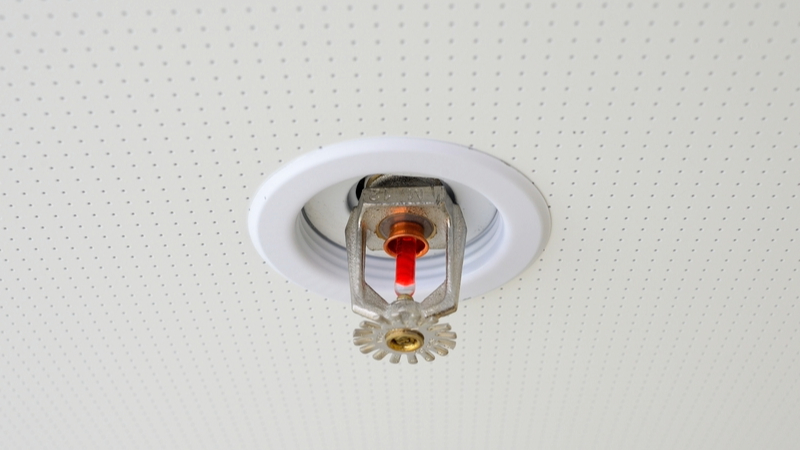 Sprinklers care homes - Automatic fire sprinkler installed on a ceiling.