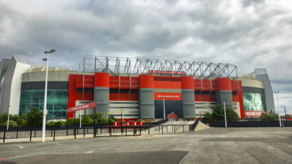 View of the Old Trafford stadium, which is home to the Manchester United Football Club in Greater Manchester.