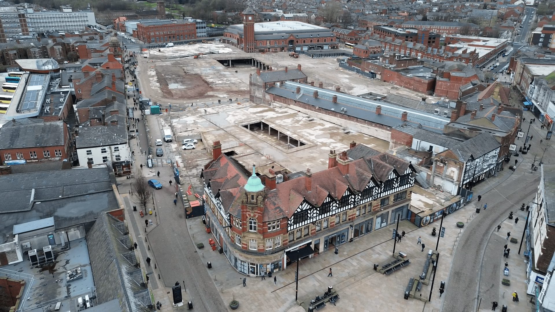 An aerial view of the Wigan market site, where demolition works have taken place. Galliford Try is due to start building the new market place in mid-October