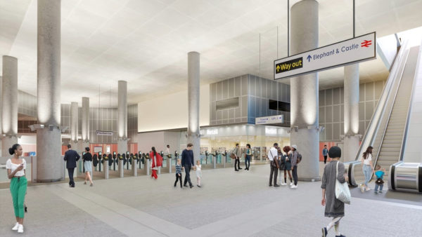 A computer generated image of the proposed new station hall in Elephant & Castle tube station. Dragados has been appointed to design and build it.