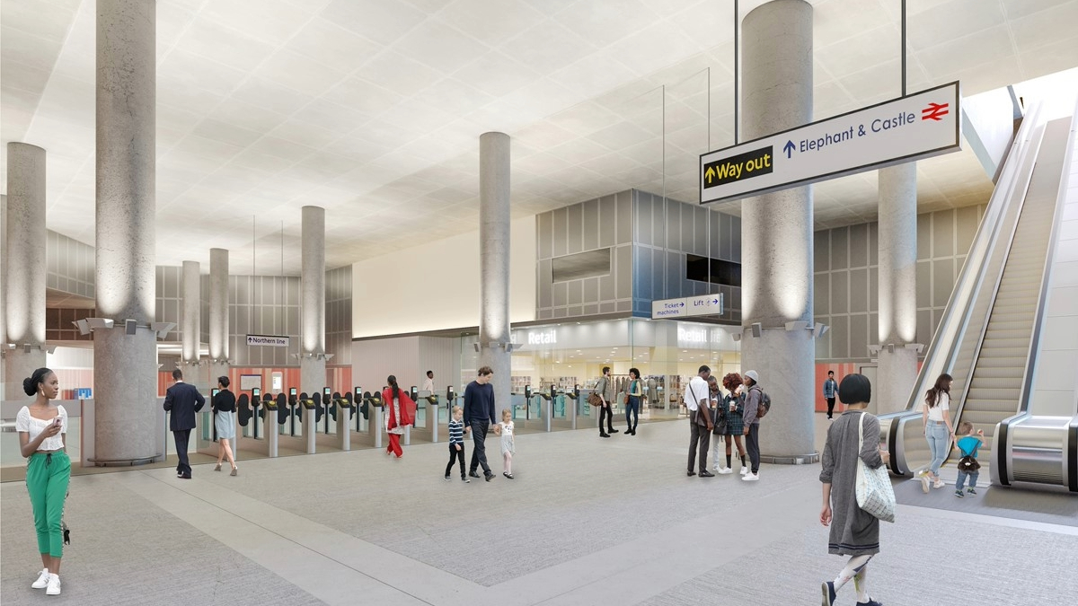 A computer generated image of the proposed new station hall in Elephant & Castle tube station. Dragados has been appointed to design and build it.