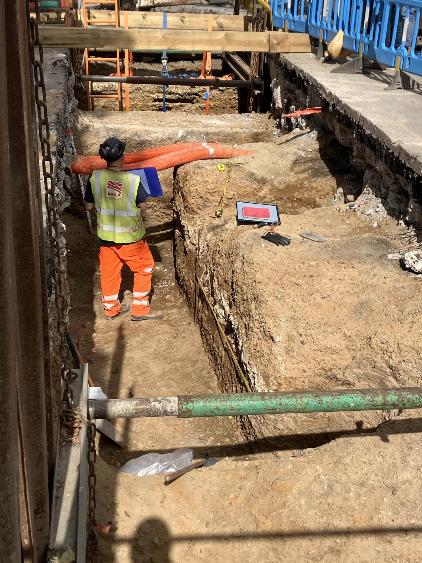 A section of the unearthed Roman Road under Old Kent Road