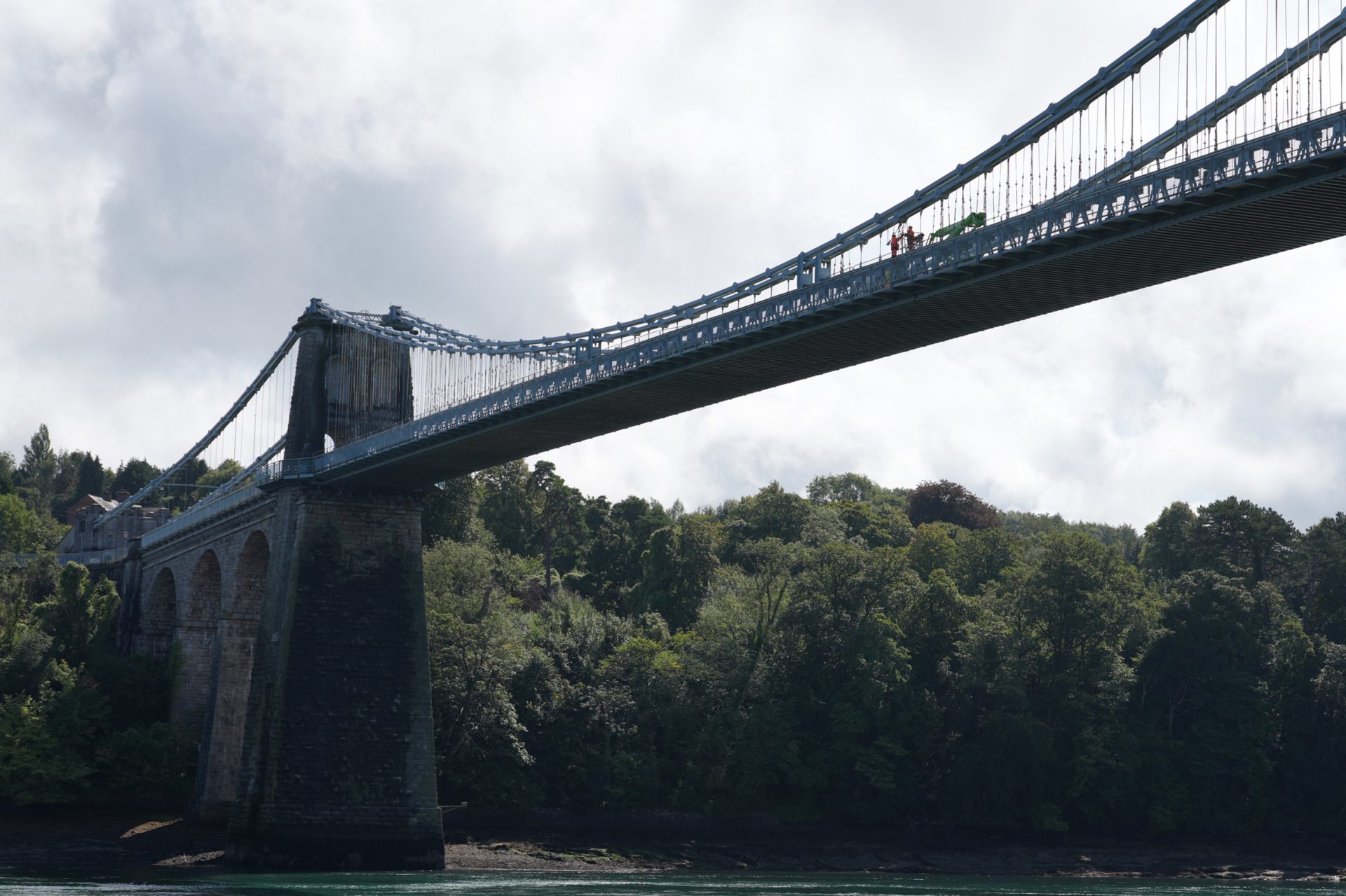 View from below if the Menai Suspension Bridge - Spencer Bridge Engineering has recently completed the hanger replacement